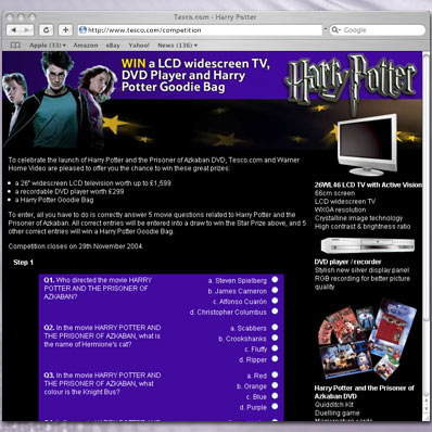 Tesco.com Harry Potter Competition